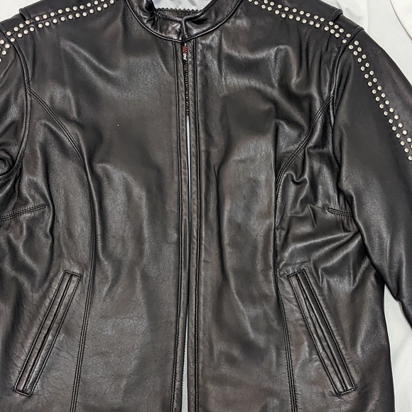 Harley Davidson Leather Jacket Studded Logo/Wings on Back & Sleeves NWOT - Picture 3 of 15